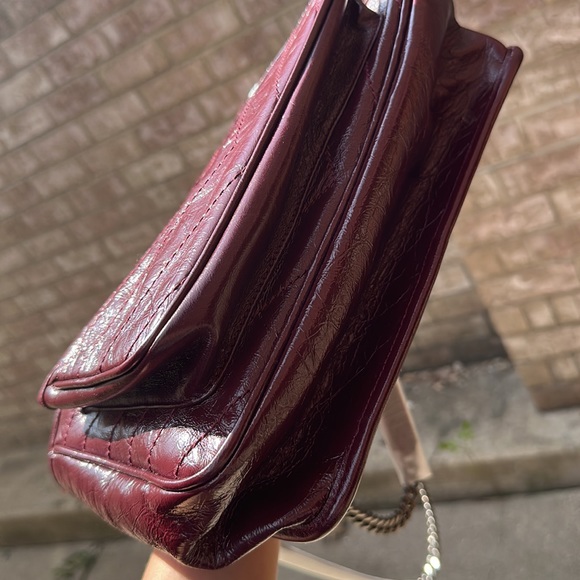 Ysl saint laurent Niki medium Crinkled leather Burgundy NO TRADE FIRM - Picture 9 of 17